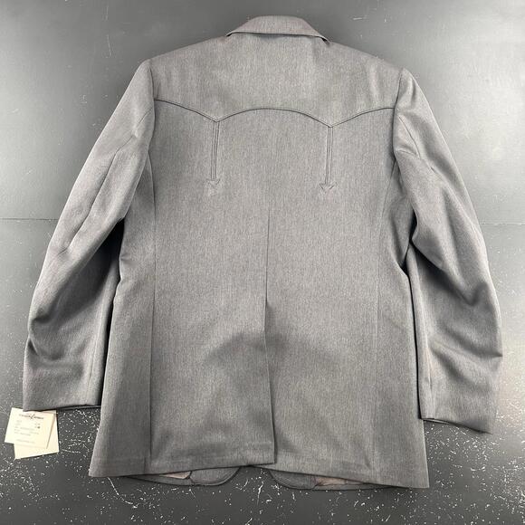 VTG Pagano West Suit Men 42R Dark Gray Poly Gab Smiles Western 33" Waist NWT USA - Picture 8 of 16